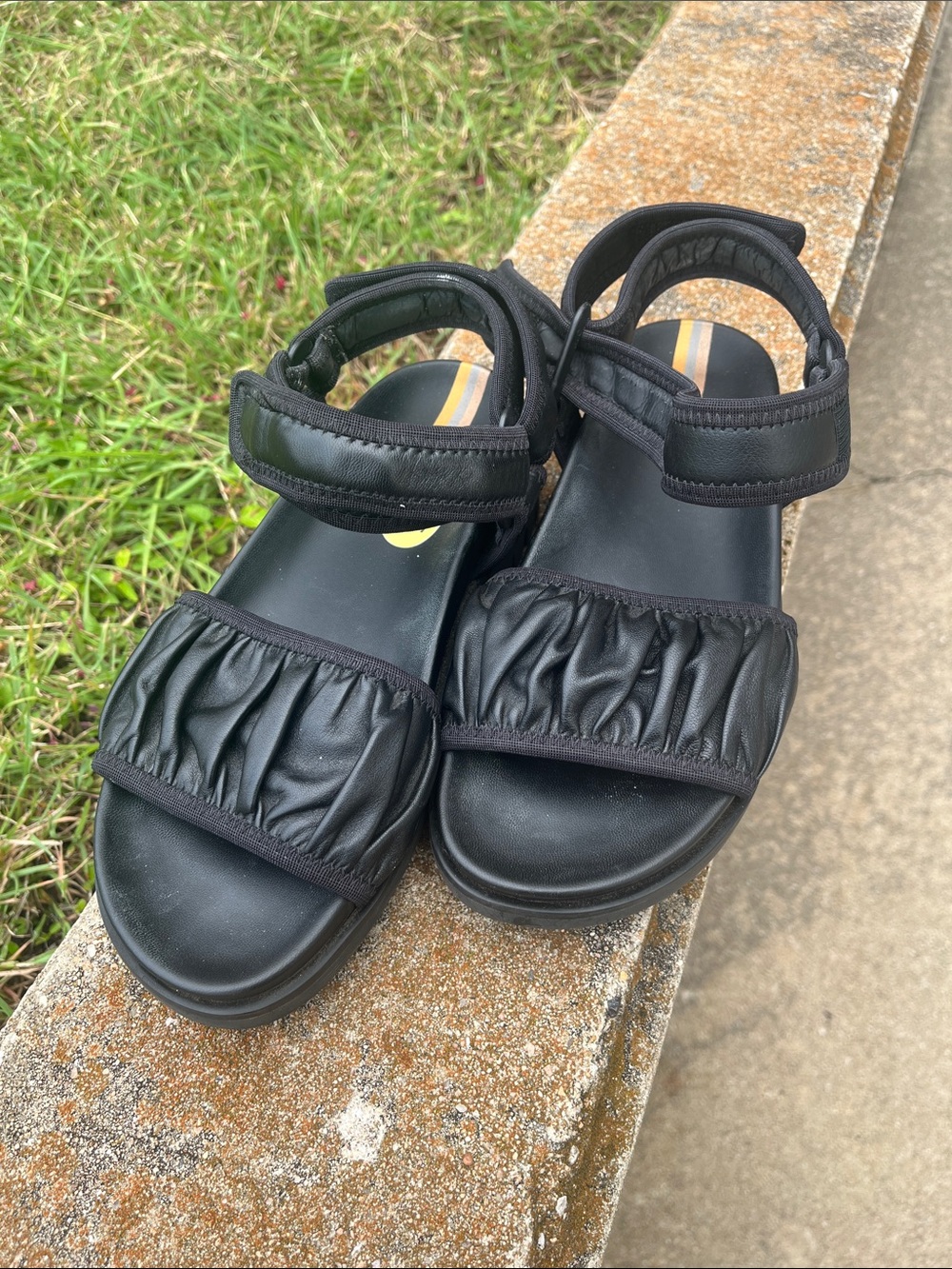 Sam Edelman Black Ruched Strap Sandals